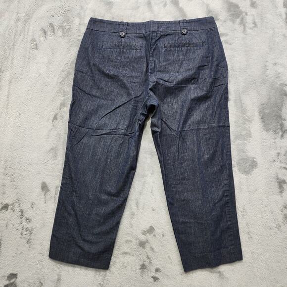 Ann Taylor LOFT Pants Womens 6P PETITE Blue Mid Rise Crop Tapered Preppy Office - Picture 2 of 10